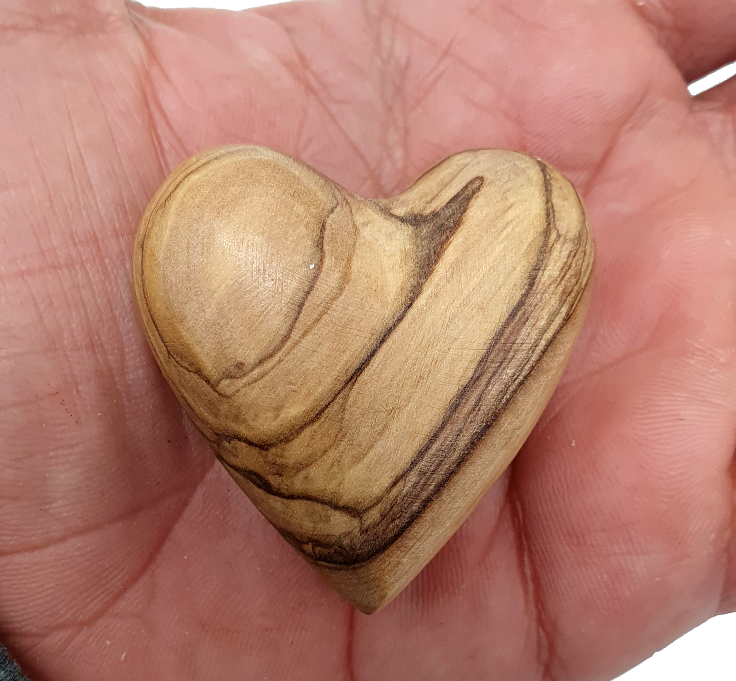 Hand-Carved Olive Wood Heart 1.7" – Made in Bethlehem | Christian Wedding Keepsake