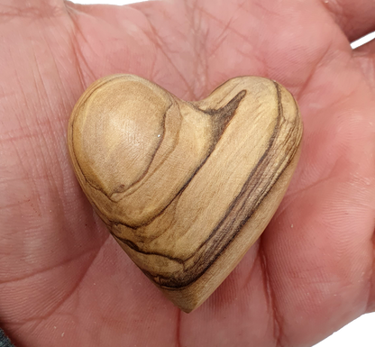 Hand-Carved Olive Wood Heart 1.7" – Made in Bethlehem | Christian Wedding Keepsake