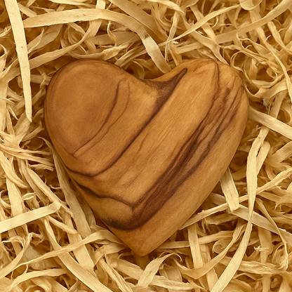 Hand-Carved Olive Wood Heart 1.7" – Made in Bethlehem | Christian Wedding Keepsake
