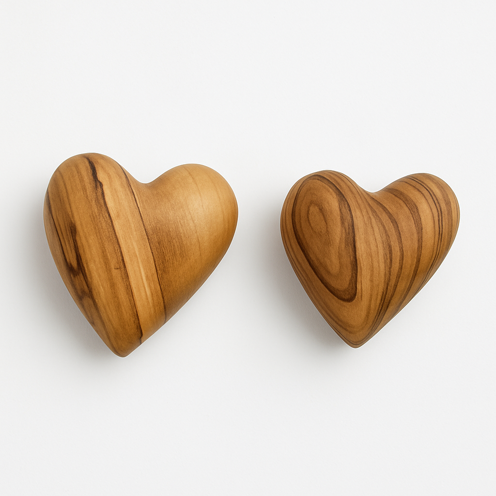 Hand-Carved Olive Wood Heart 1.2" – Made in Bethlehem | Pocket-Sized Christian Keepsake