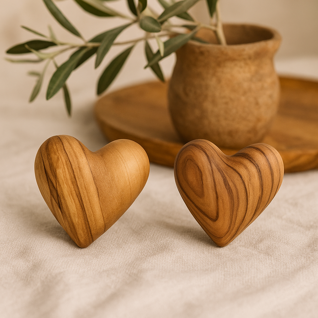 Hand-Carved Olive Wood Heart 1.2" – Made in Bethlehem | Pocket-Sized Christian Keepsake