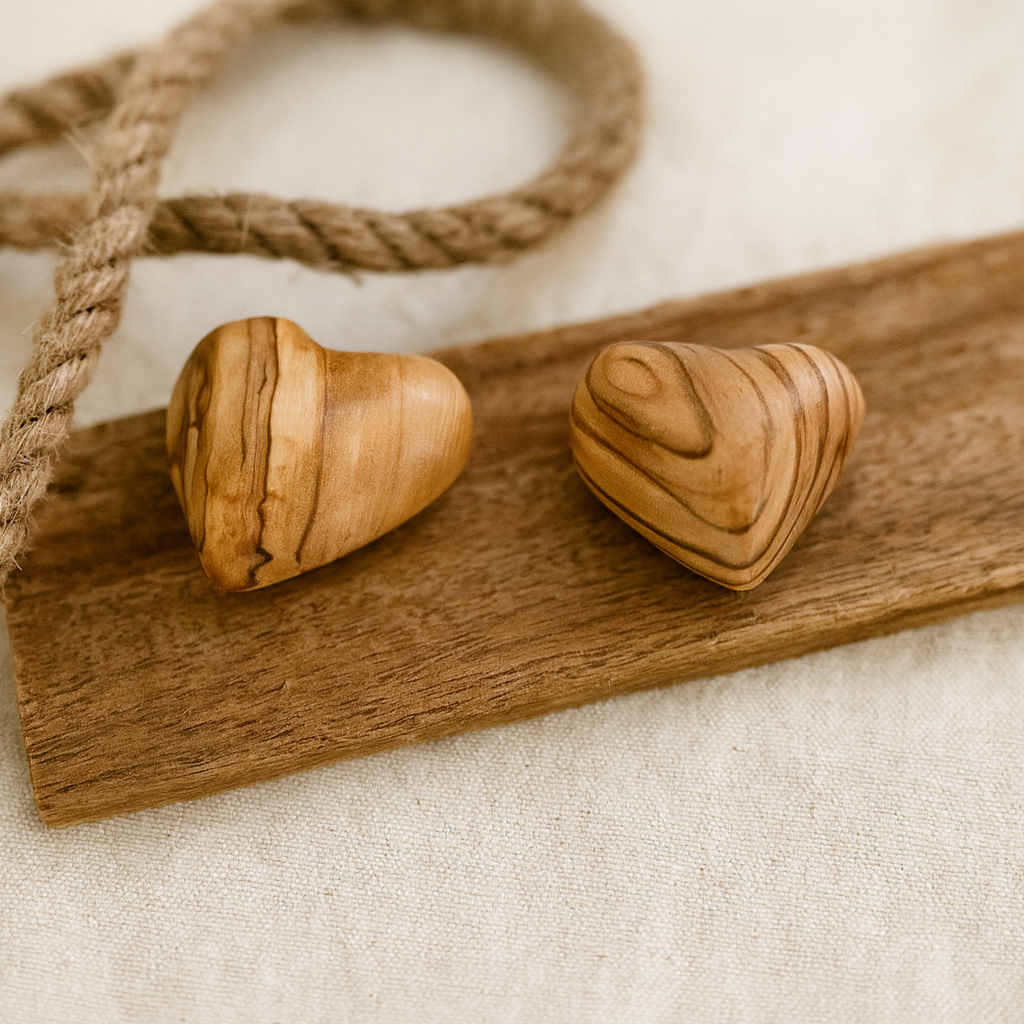 Hand-Carved Olive Wood Heart 1.2" – Made in Bethlehem | Pocket-Sized Christian Keepsake