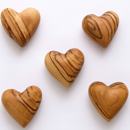 Hand-Carved Olive Wood Heart 1.2" – Made in Bethlehem | Pocket-Sized Christian Keepsake