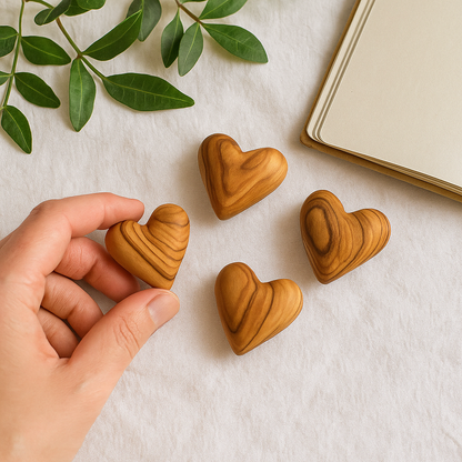 Hand-Carved Olive Wood Heart 1.2" – Made in Bethlehem | Pocket-Sized Christian Keepsake