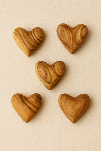 Hand-Carved Olive Wood Heart 1.2" – Made in Bethlehem | Pocket-Sized Christian Keepsake