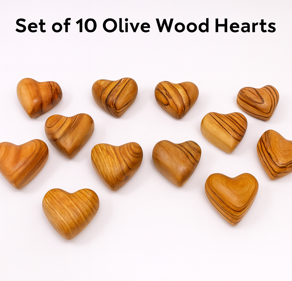 Hand-Carved Olive Wood Heart 1.2" – Made in Bethlehem | Pocket-Sized Christian Keepsake