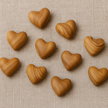 Hand-Carved Olive Wood Heart 1.2" – Made in Bethlehem | Pocket-Sized Christian Keepsake