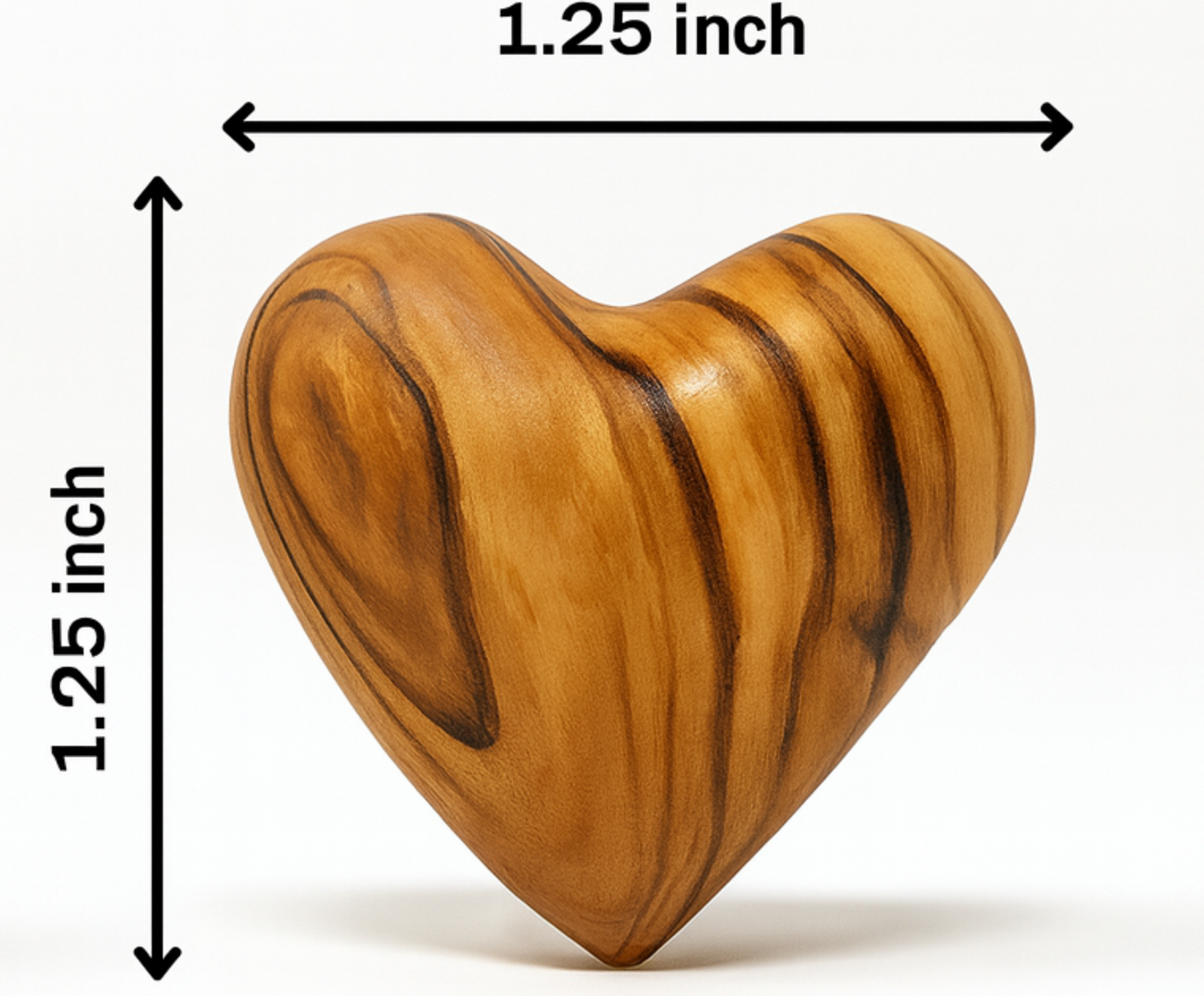 Hand-Carved Olive Wood Heart 1.2" – Made in Bethlehem | Pocket-Sized Christian Keepsake