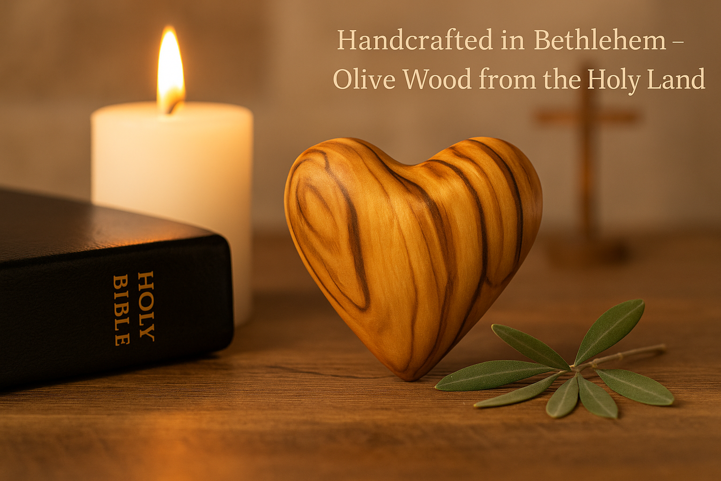 Hand-Carved Olive Wood Heart 1.2" – Made in Bethlehem | Pocket-Sized Christian Keepsake