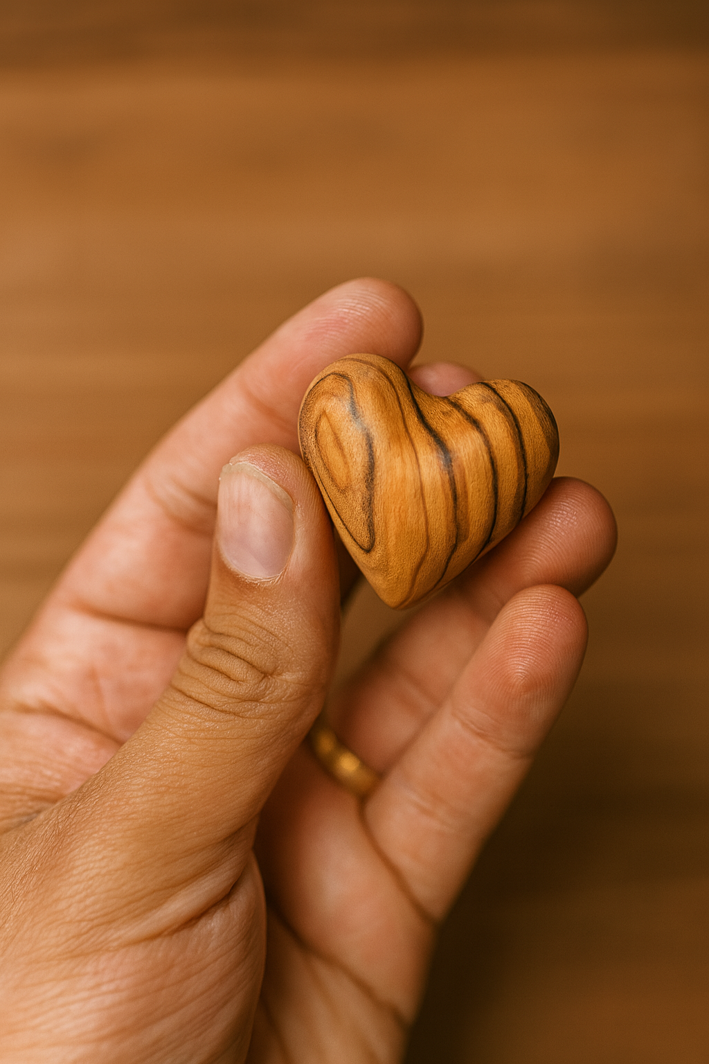 Hand-Carved Olive Wood Heart 1.2" – Made in Bethlehem | Pocket-Sized Christian Keepsake