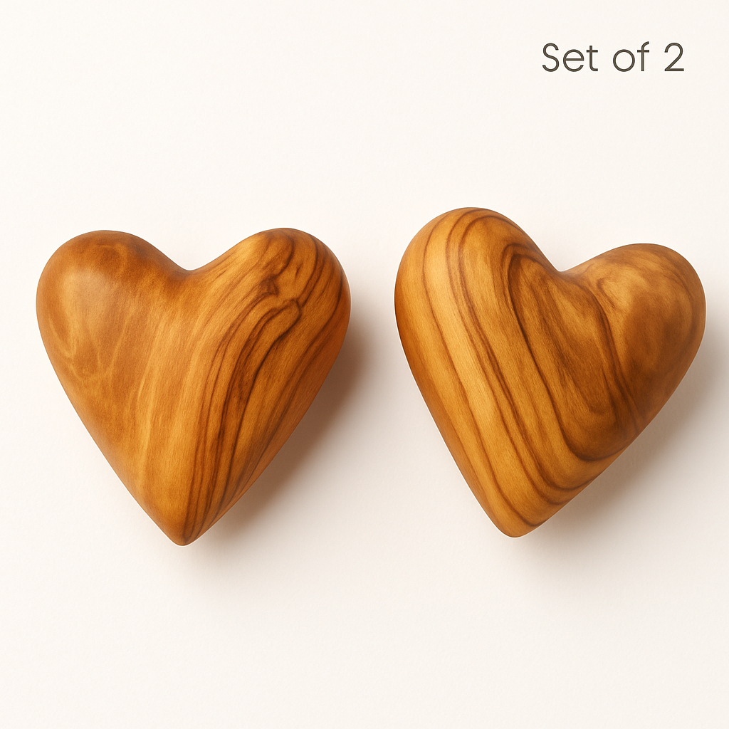 Hand-Carved Olive Wood Heart 2 inch - Made in Bethlehem | Christian Keepsake & Wedding Favor