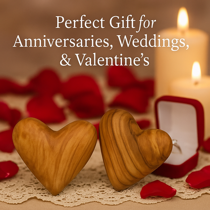 Hand-Carved Olive Wood Heart 2 inch - Made in Bethlehem | Christian Keepsake & Wedding Favor