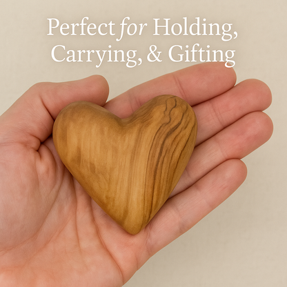 Hand-Carved Olive Wood Heart 2 inch - Made in Bethlehem | Christian Keepsake & Wedding Favor