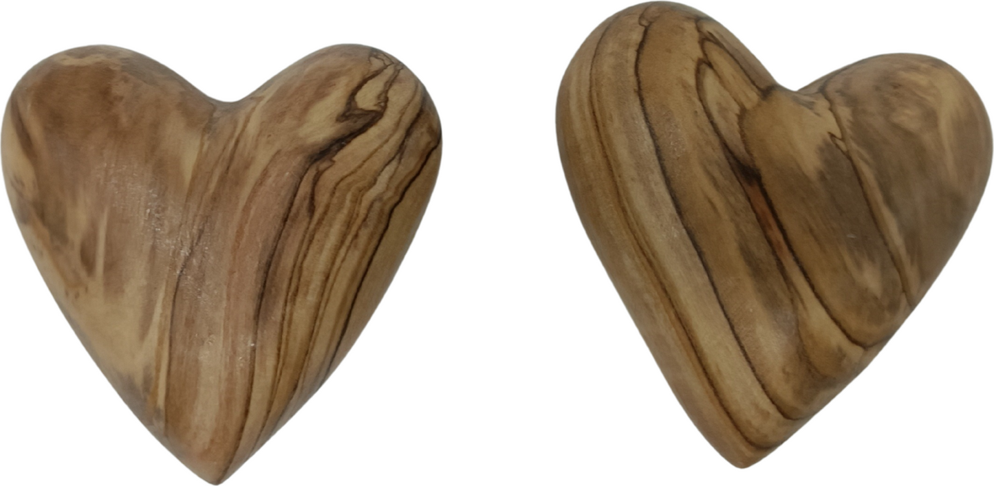 Hand-Carved Olive Wood Heart 2 inch - Made in Bethlehem | Christian Keepsake & Wedding Favor