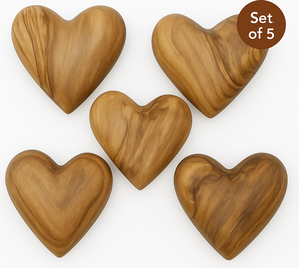 Hand-Carved Olive Wood Heart 2 inch - Made in Bethlehem | Christian Keepsake & Wedding Favor
