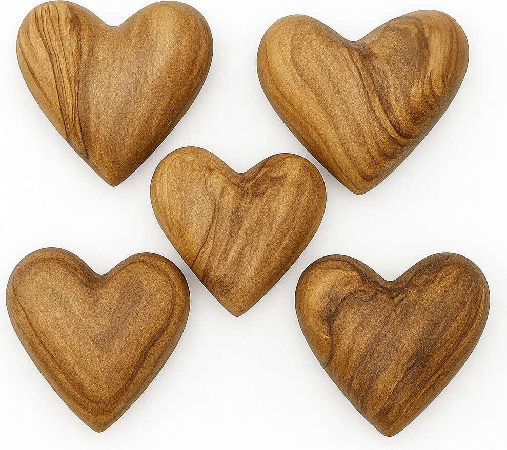 Hand-Carved Olive Wood Heart 2 inch - Made in Bethlehem | Christian Keepsake & Wedding Favor