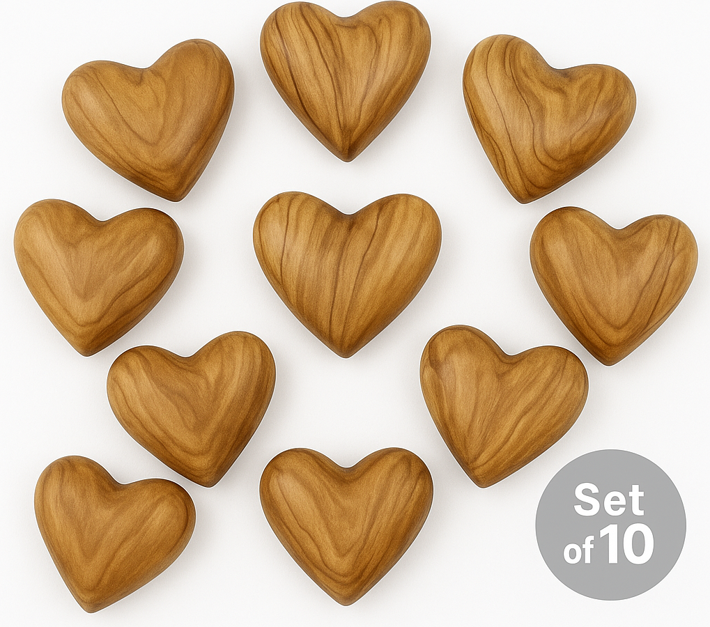Hand-Carved Olive Wood Heart 2 inch - Made in Bethlehem | Christian Keepsake & Wedding Favor