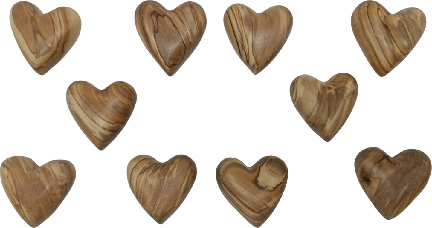 Hand-Carved Olive Wood Heart 2 inch - Made in Bethlehem | Christian Keepsake & Wedding Favor