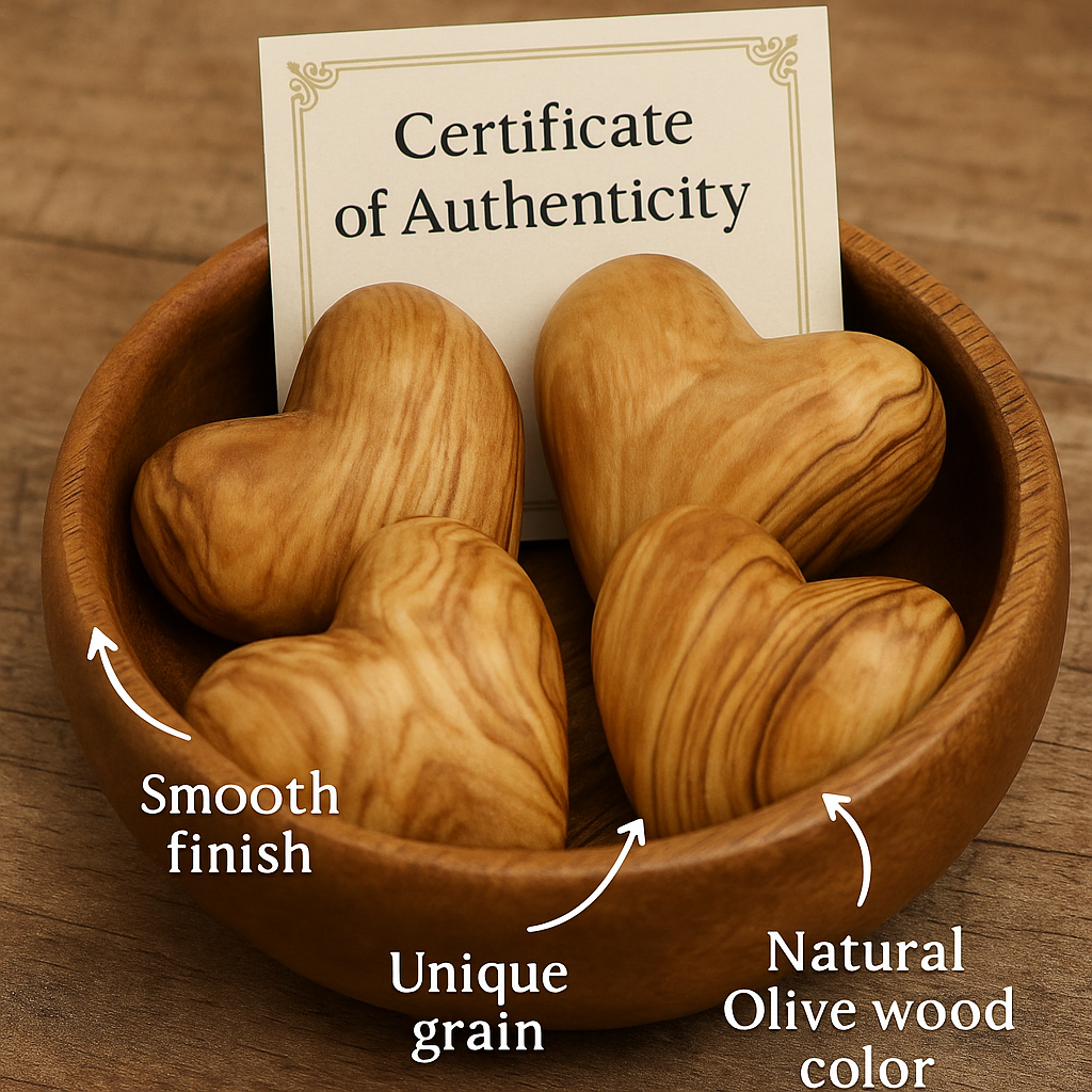 Hand-Carved Olive Wood Heart 2 inch - Made in Bethlehem | Christian Keepsake & Wedding Favor