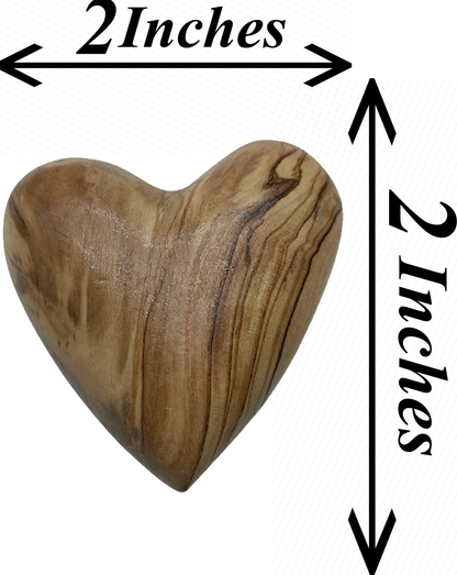 Hand-Carved Olive Wood Heart 2 inch - Made in Bethlehem | Christian Keepsake & Wedding Favor