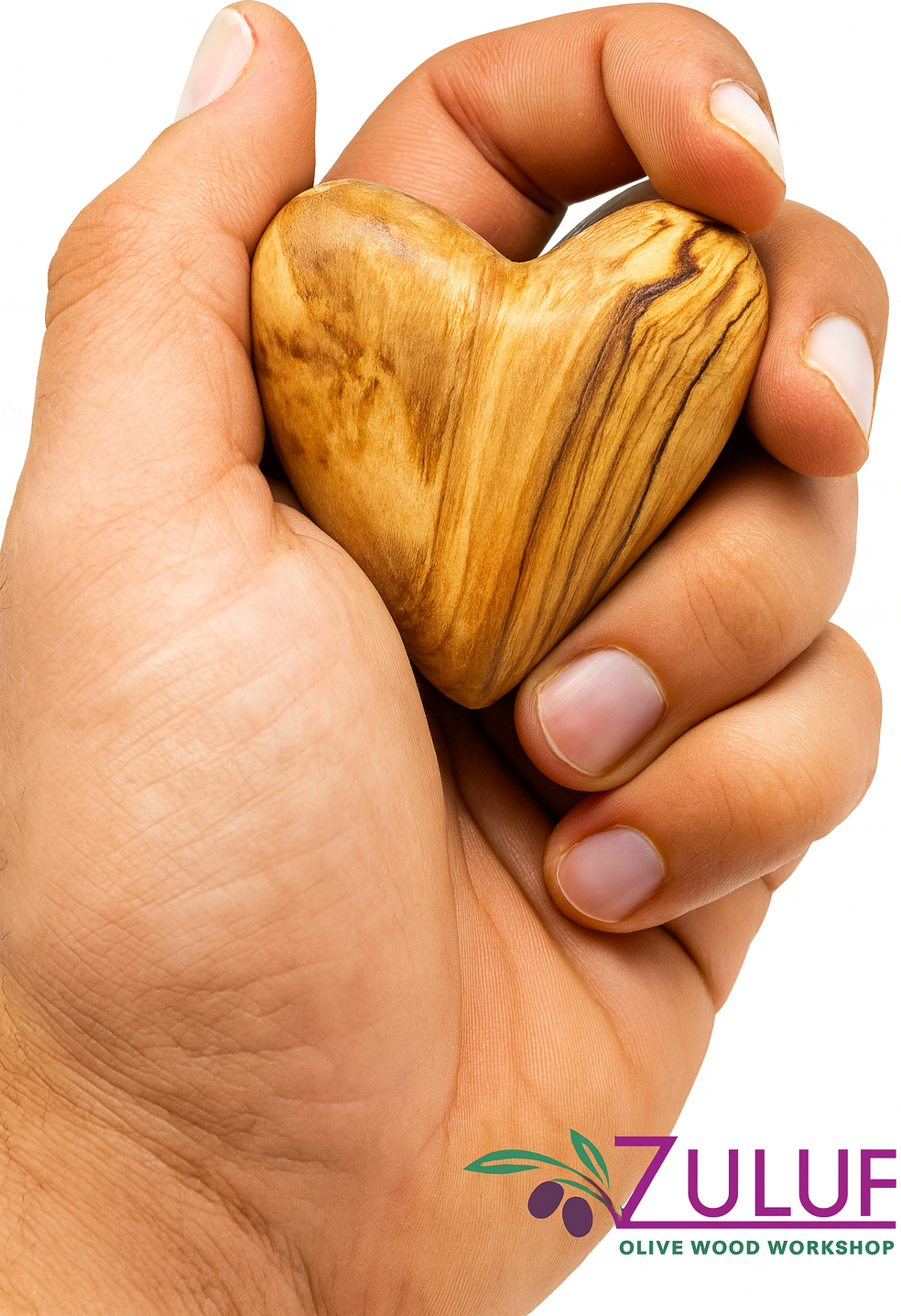 Hand-Carved Olive Wood Heart 2 inch - Made in Bethlehem | Christian Keepsake & Wedding Favor