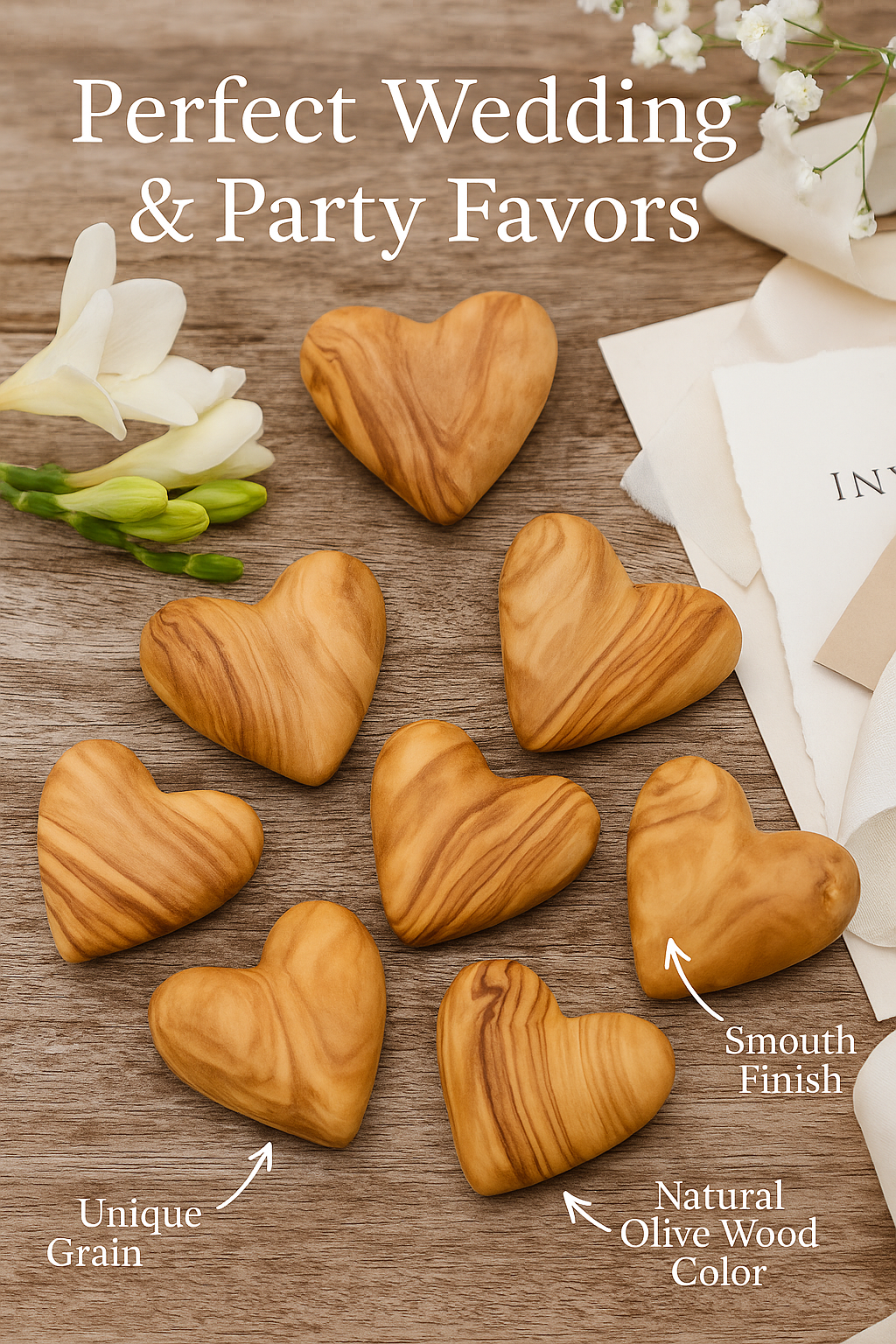 Hand-Carved Olive Wood Heart 2 inch - Made in Bethlehem | Christian Keepsake & Wedding Favor
