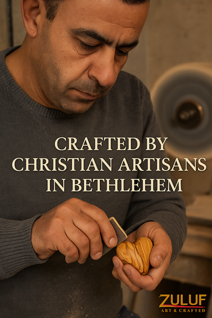 Hand-Carved Olive Wood Heart 2 inch - Made in Bethlehem | Christian Keepsake & Wedding Favor