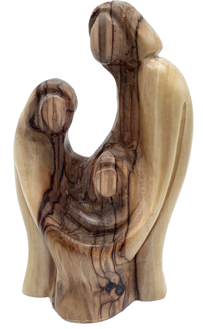 Olive Wood Holy Family Statue Hand Carved in Bethlehem 5.7 Inch