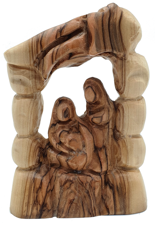 Olive Wood Nativity Statue Hand Carved in Holy Land Bethlehem 5.4 Inch