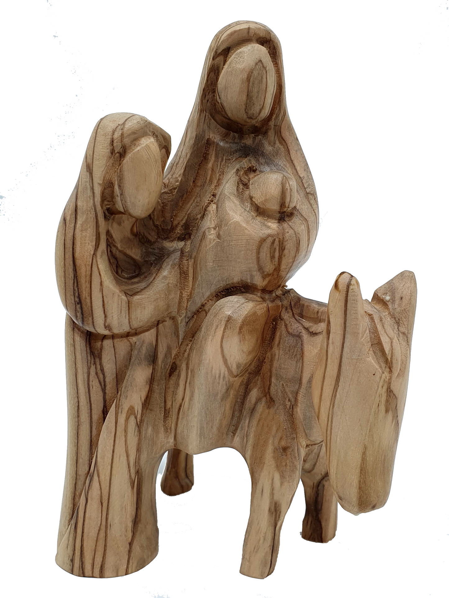 Large Hand Carved Nativity Olive Wood Holy Family Flight to Egypt Statue 6.2 Inch