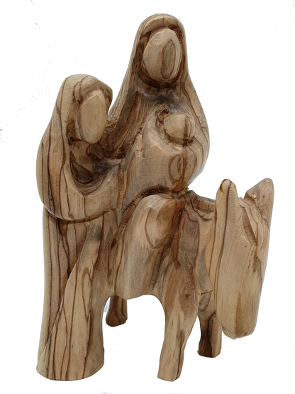 Large Hand Carved Nativity Olive Wood Holy Family Flight to Egypt Statue 6.2 Inch