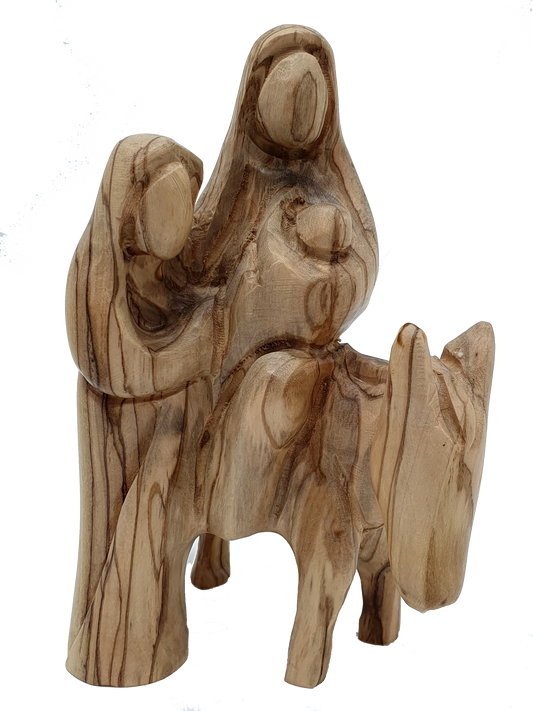Large Hand Carved Nativity Olive Wood Holy Family Flight to Egypt Statue 6.2 Inch