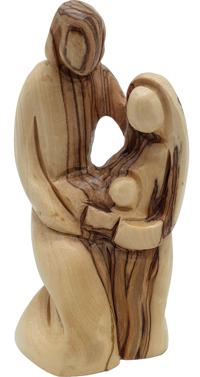 Zuluf Holy Family Figurine Handcrafted Wooden Nativity Decor 5.7 Inch