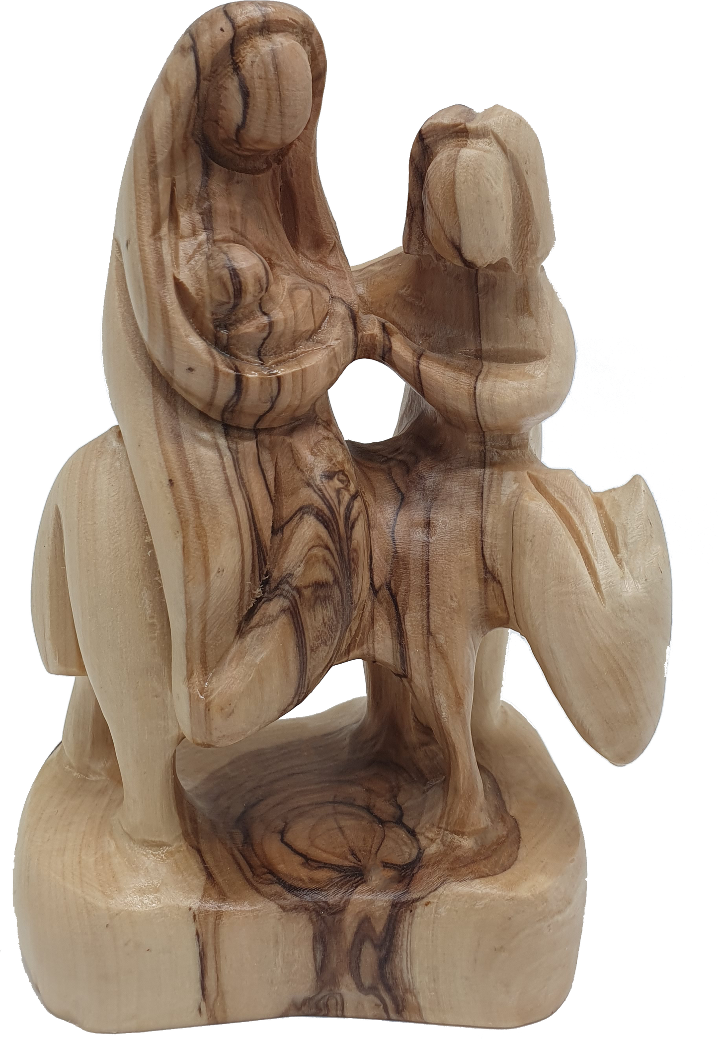 Olive Wood Nativity Statue Flight to Egypt Holy Land Sculpture 5.3 Inch