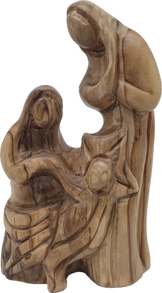 Olive Wood Bethlehem Holy Nativity Family Hand Carved Figurine 6.3 Inch