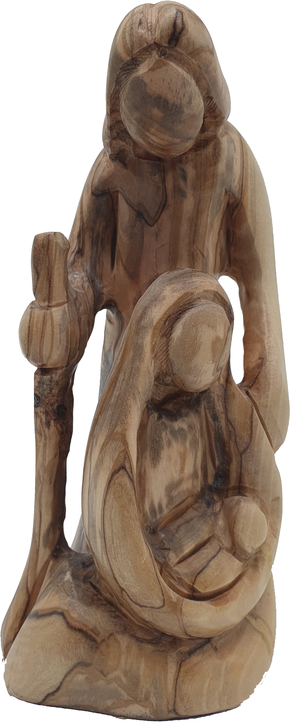 Holy Family Statue Handcrafted Olive Wood Nativity Figurine 6.9 Inch