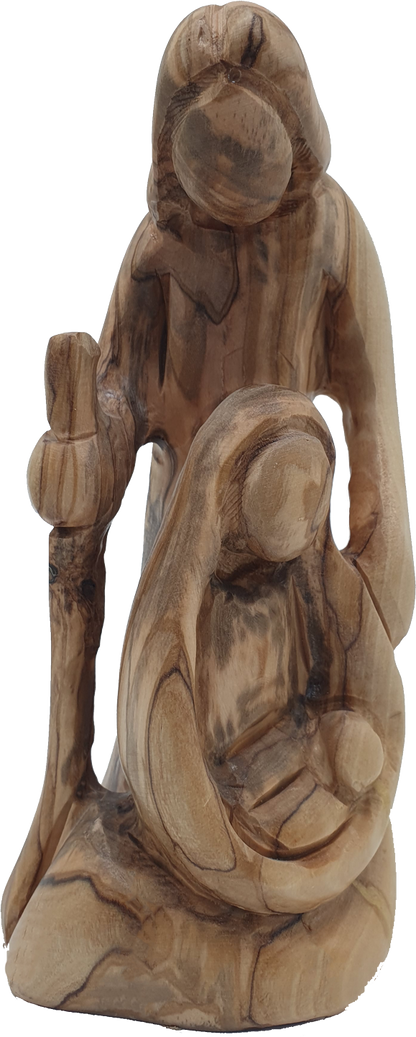 Holy Family Statue Handcrafted Olive Wood Nativity Figurine 6.9 Inch