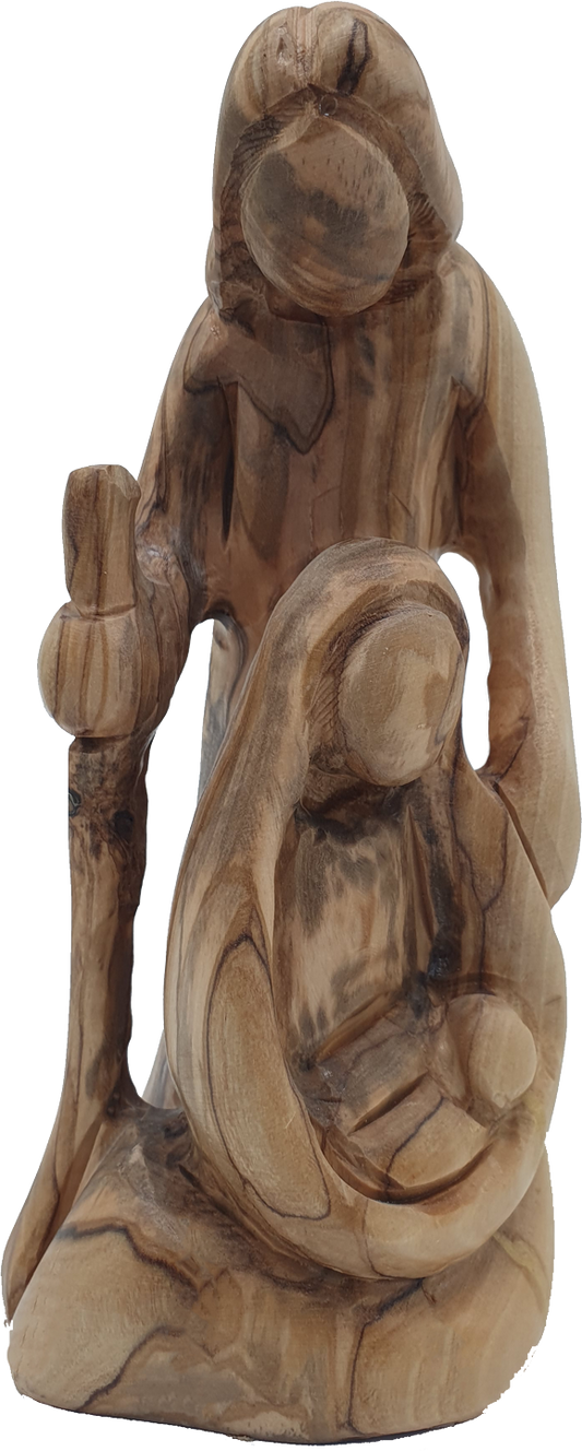 Holy Family Statue Handcrafted Olive Wood Nativity Figurine 6.9 Inch