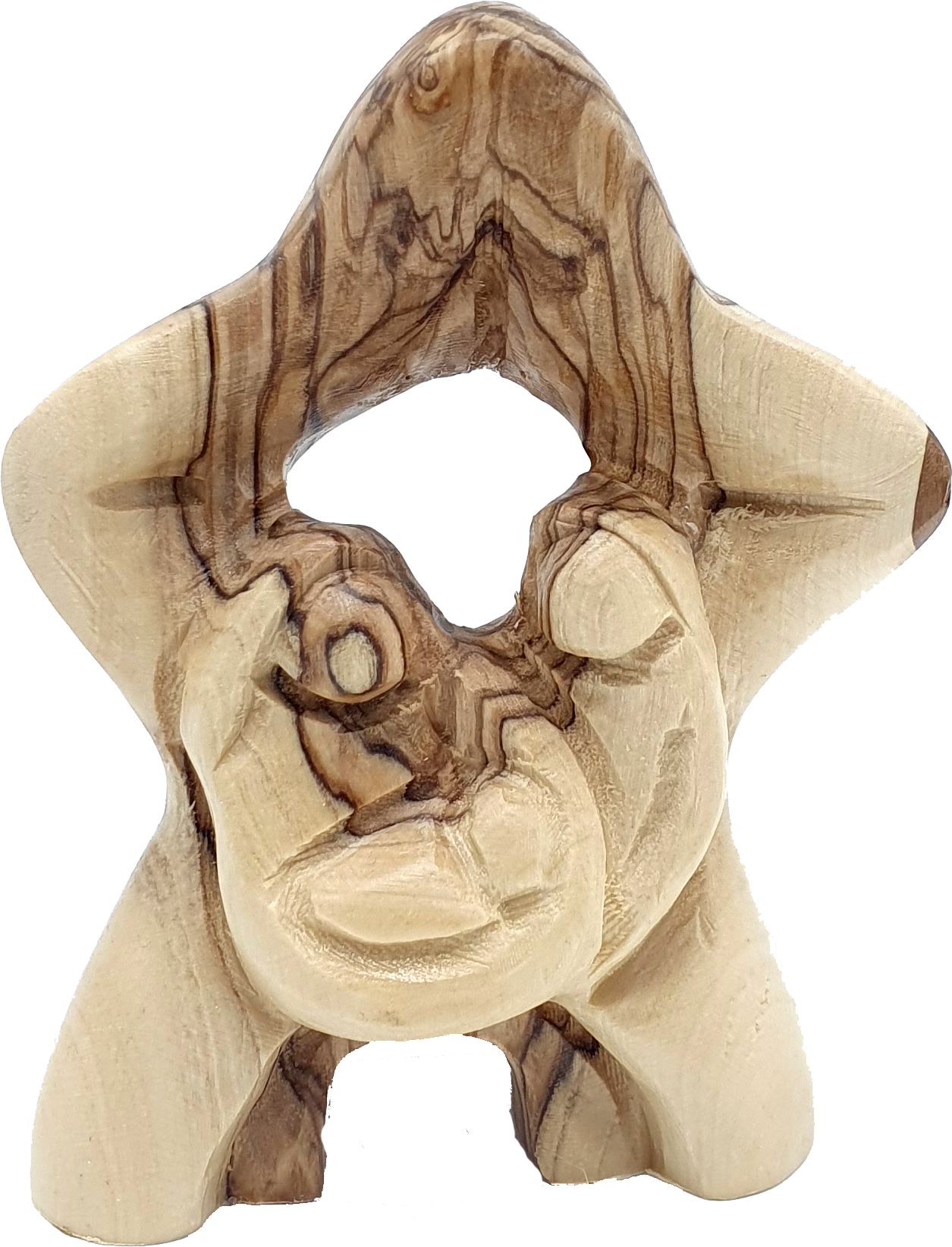 Zuluf Olive Wood Holy Family Statue Handcrafted in the Holy Land 4.1 Inch