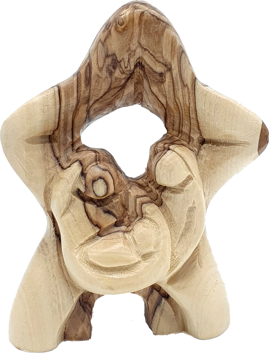 Zuluf Olive Wood Holy Family Statue Handcrafted in the Holy Land 4.1 Inch