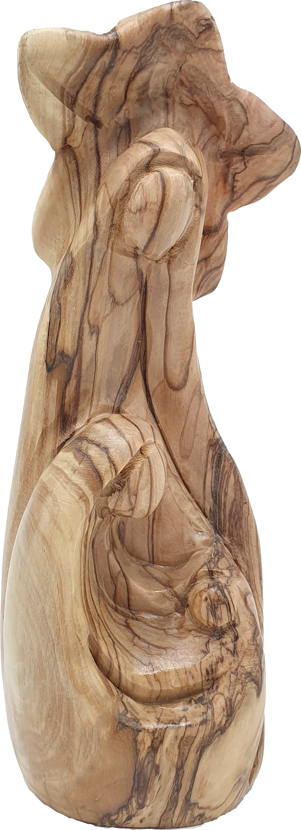Hand Carved Olive Wood Holy Family Statue for Holiday Decor 7.8 Inch