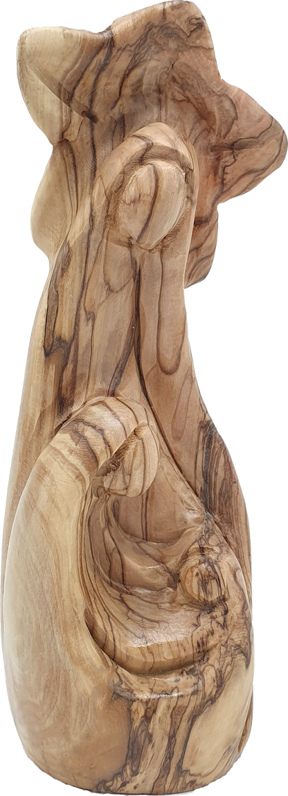 Hand Carved Olive Wood Holy Family Statue for Holiday Decor 7.8 Inch