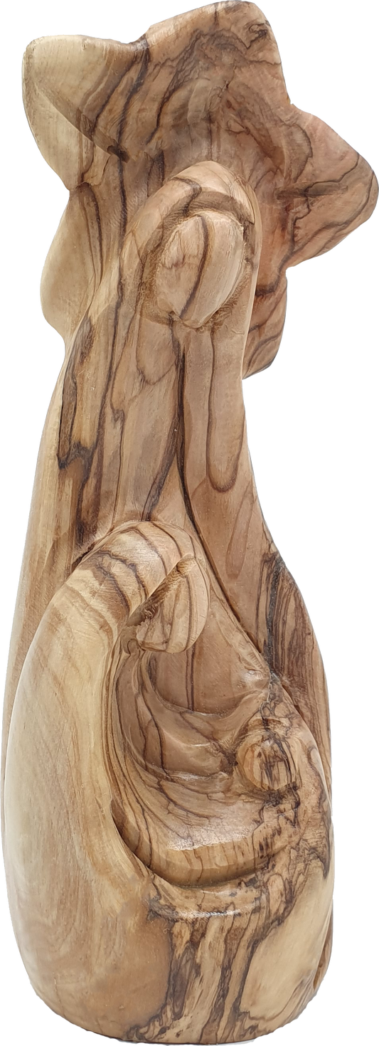 Hand Carved Olive Wood Holy Family Statue for Holiday Decor 7.8 Inch