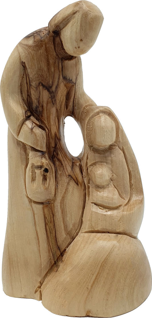 Zuluf Wooden Holy Family Figurine Nativity Sculpture Olive Wood 5.8 Inch