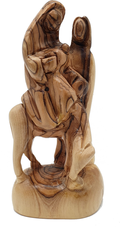 Zuluf Holy Family Statue Hand Carved Olive Wood from the Holy Land 6.9 Inch