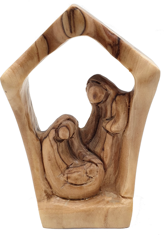 Zuluf Holy Family Wooden Nativity Set Olive Wood Figurine from Bethlehem 4.7 Inch
