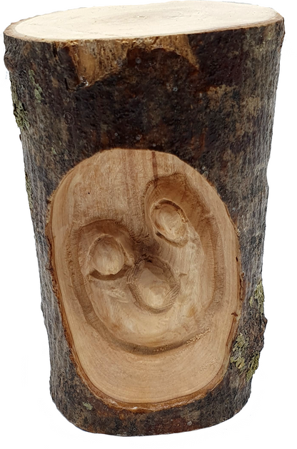 Holy Family Figurine Carved in Natural Olive Wood Branch 4.5 Inch