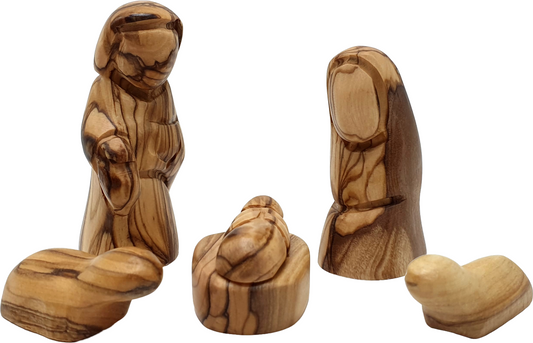 Olive Wood Holy Family Nativity Scene Statue Set of 6 3.2 Inch
