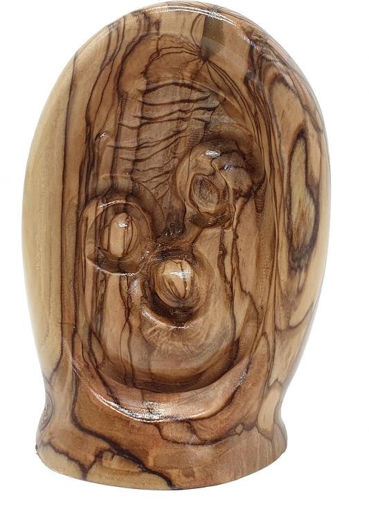 Olive Wood Holy Family Abstract Design Sculpture from Jerusalem 3.4 Inch