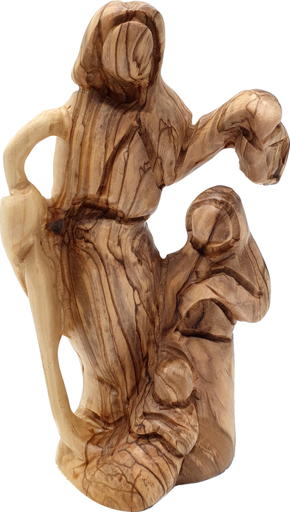 Holy Family Nativity Statue Olive Wood Christmas Decor 6.5 Inch